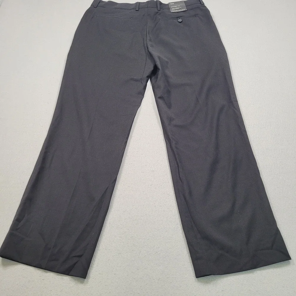 Banana Republic Mens 36x30 Straight Fit 100% Wool Dress Pants Black RN 54023